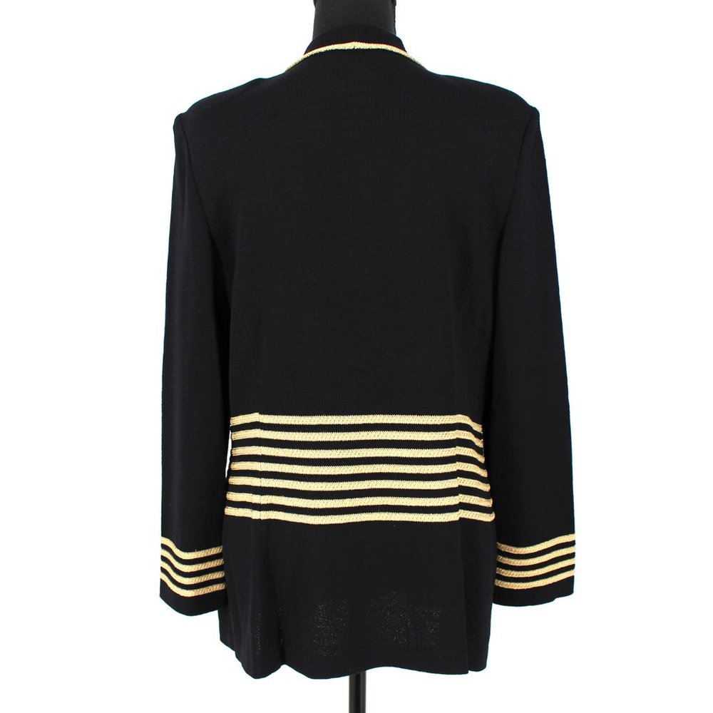 ST. JOHN Collection Black Santana Knit Button Cardigan Jacket Coat size 10 L - Picture 5 of 6